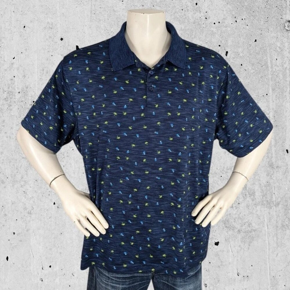 Haggar Polo Shirt Size XXL 2XL Hula Girls & Palm Trees Tropical